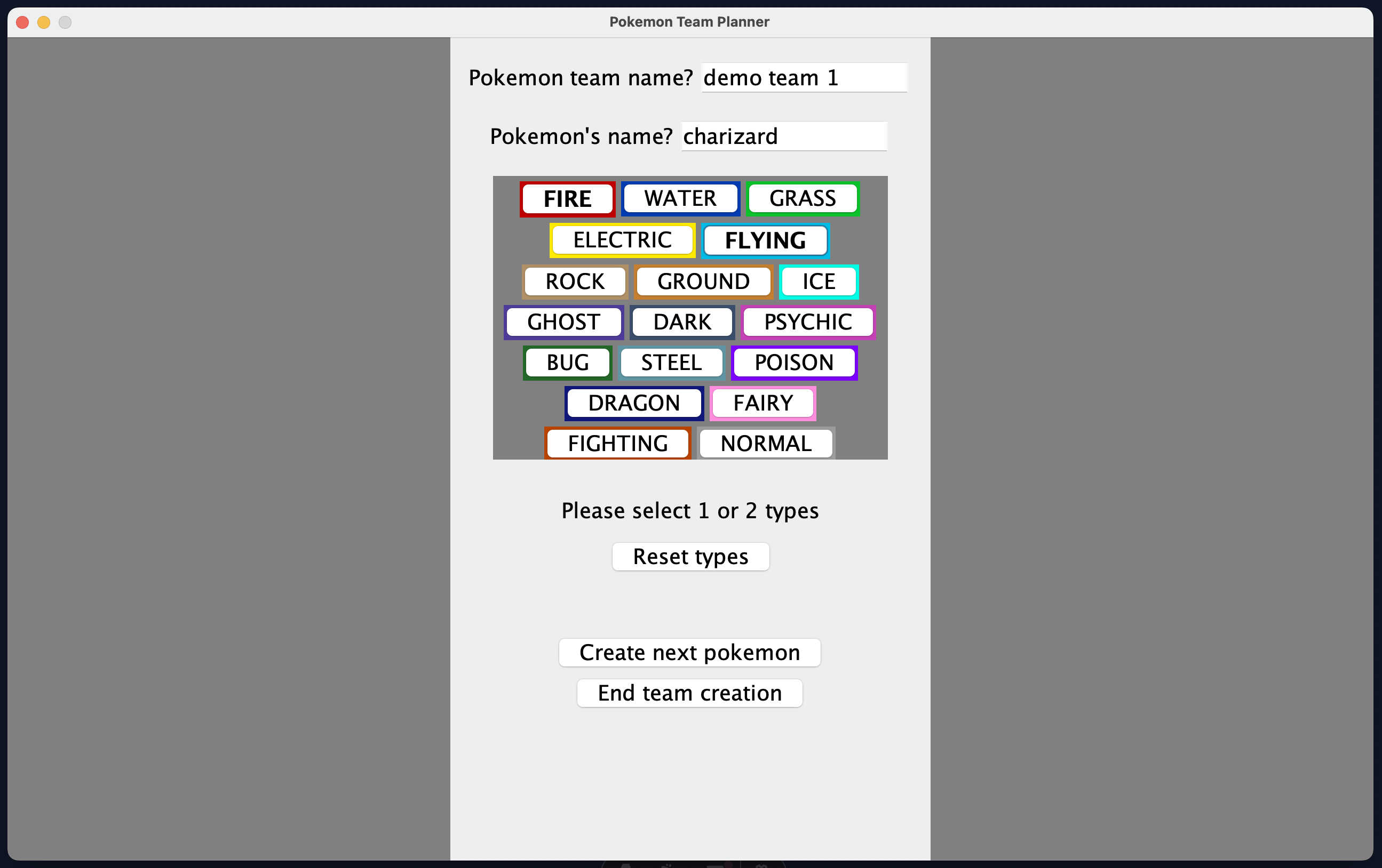 "create team" feature